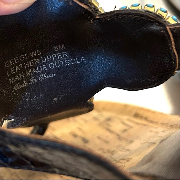 Donald J. Pliner Women's Wedge Sandals with Blue Beading Size 8 - Picture 9 of 11